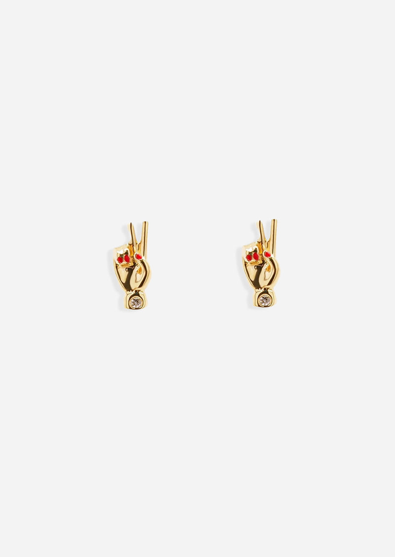 Peace Hand Threaded Flat Back Earring | Single