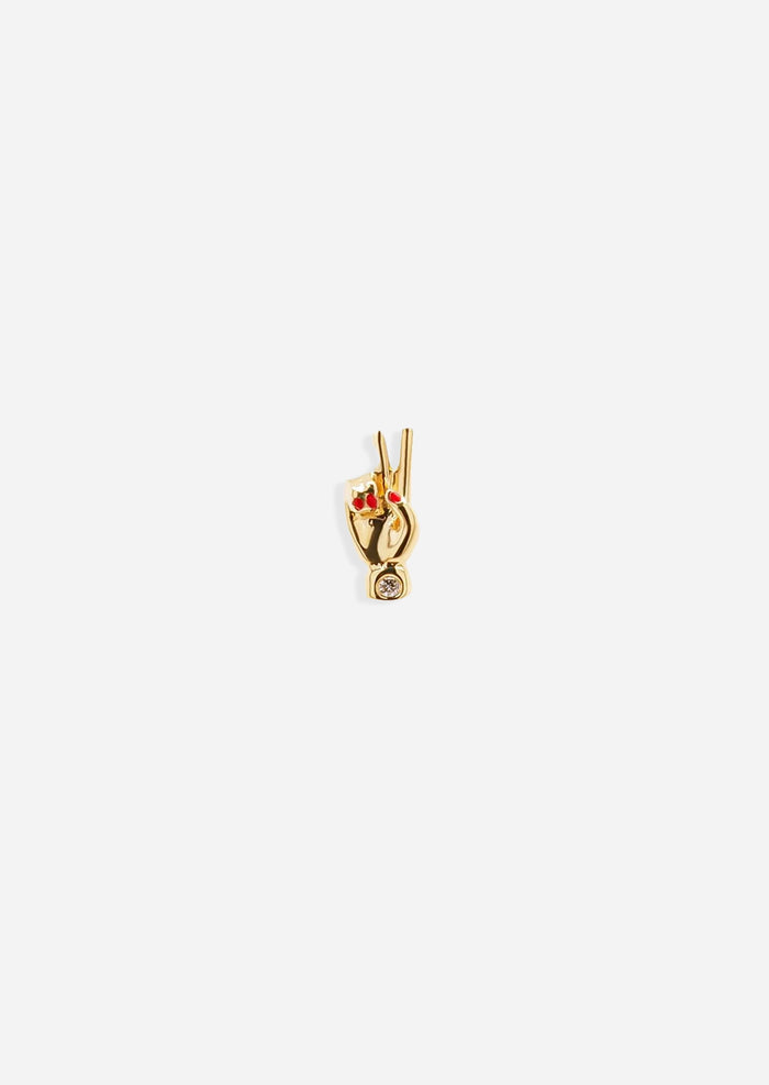 Peace Hand Threaded Flat Back Earring | Single