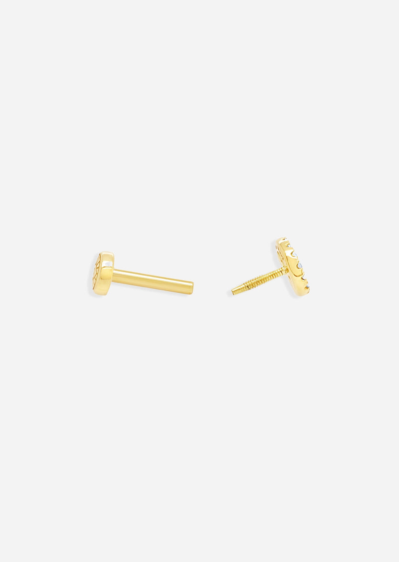 Peace Sign Threaded Flat Back Earring | Single