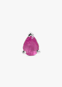 Mini Pear Ruby Threaded Flat Back Earring | Single