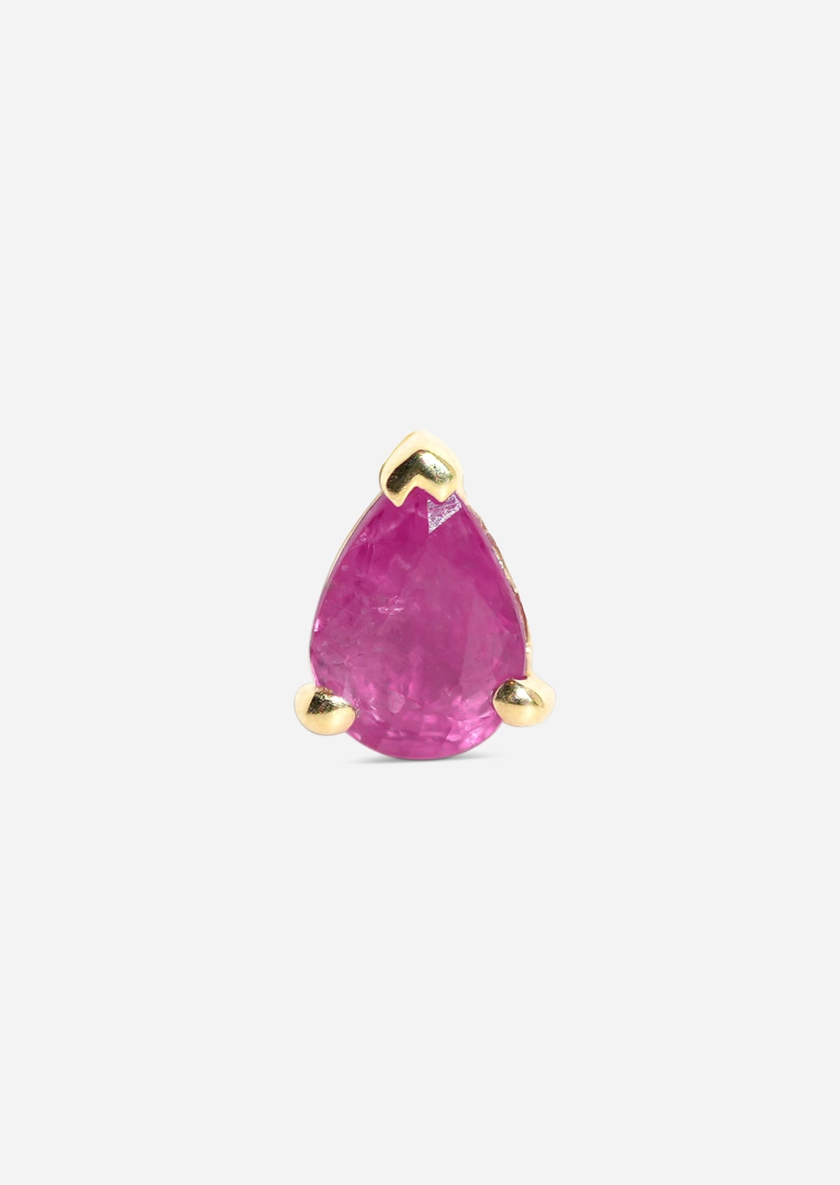 Mini Pear Ruby Threaded Flat Back Earring | Single