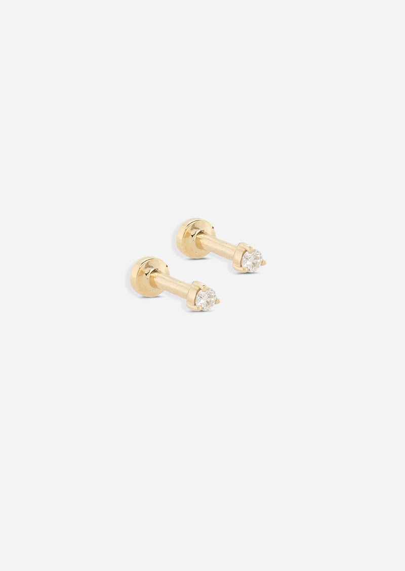 2mm Diamond Threaded Flat Back Earring | Single