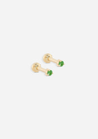 2mm Emerald Threaded Flat Back Earring | Single
