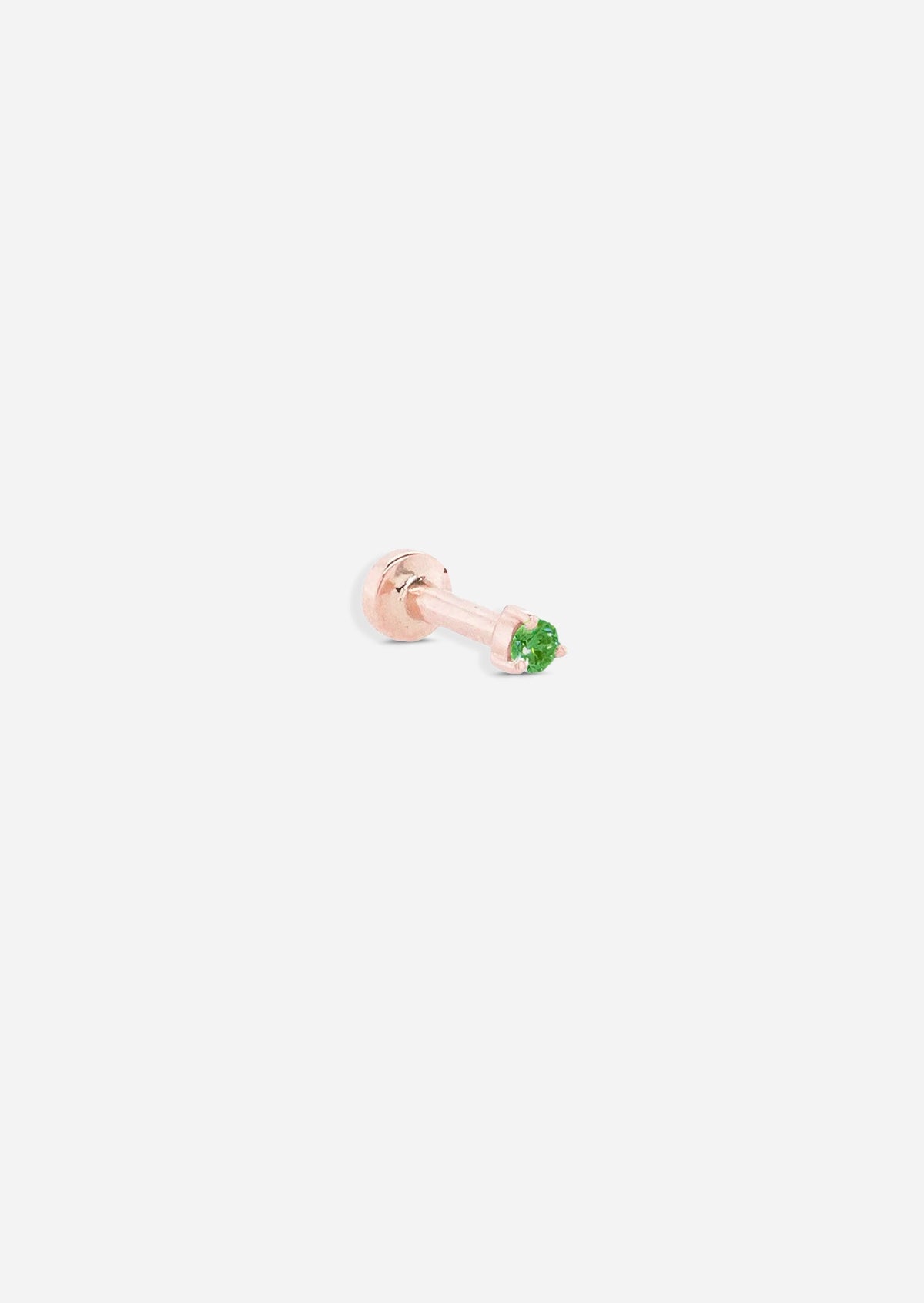 2mm Emerald Threaded Flat Back Earring | Single
