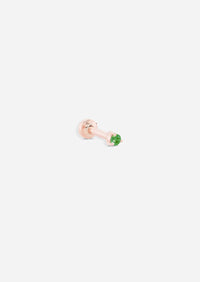 2mm Emerald Threaded Flat Back Earring | Single