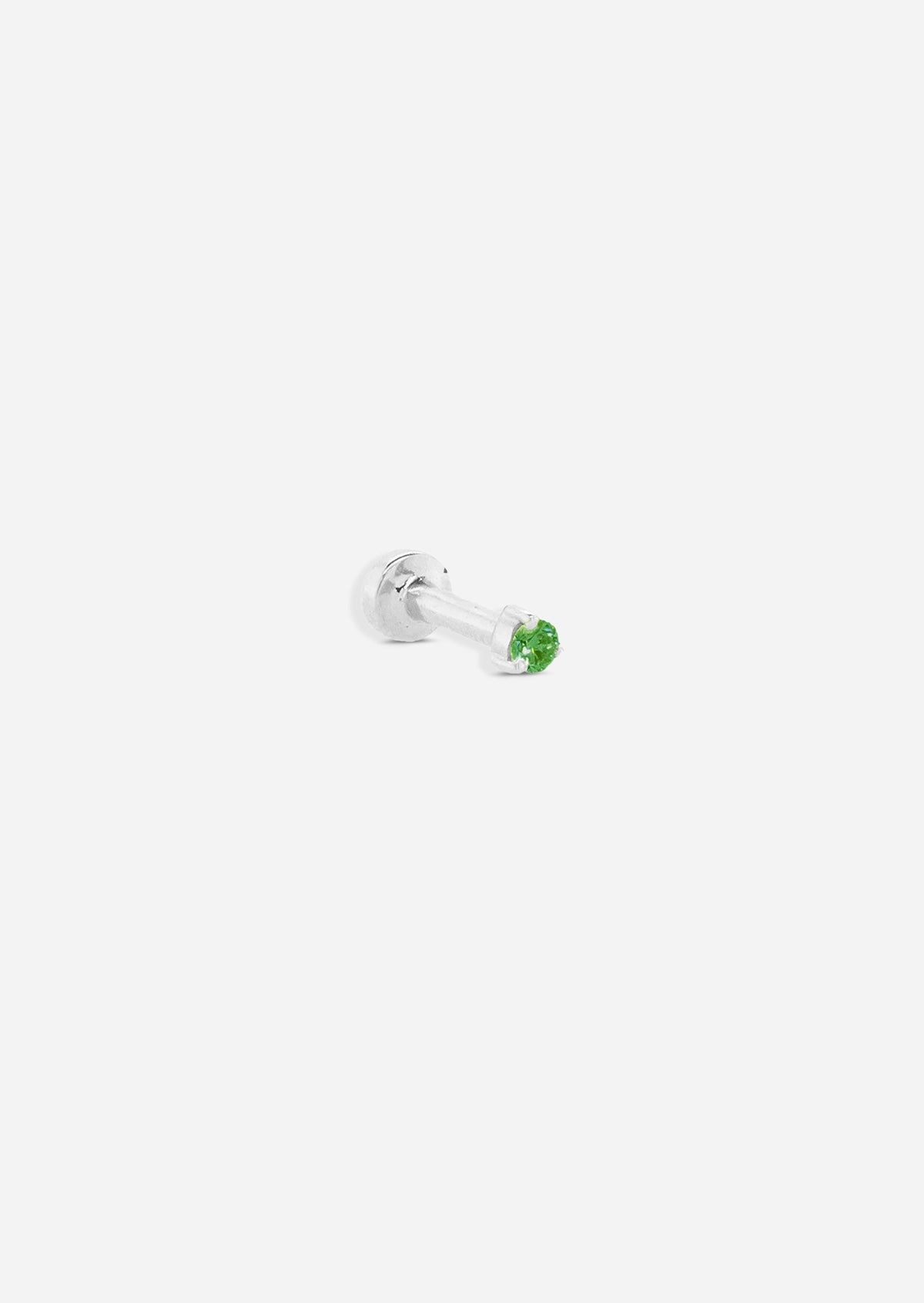 2mm Emerald Threaded Flat Back Earring | Single