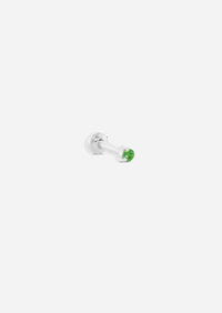 2mm Emerald Threaded Flat Back Earring | Single