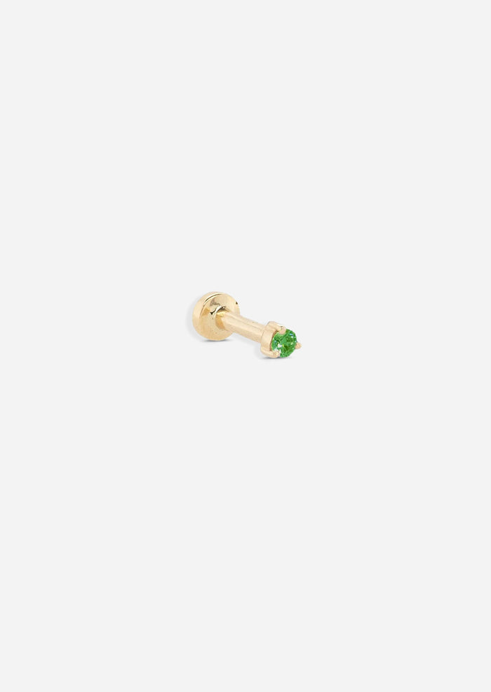 2mm Emerald Threaded Flat Back Earring | Single