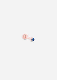 2mm Sapphire Threaded Flat Back Earring | Single