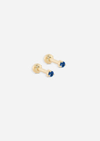 2mm Sapphire Threaded Flat Back Earring | Single