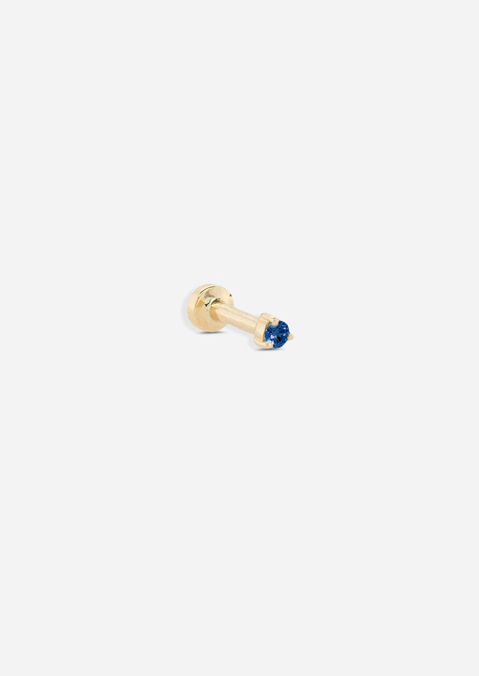 2mm Sapphire Threaded Flat Back Earring | Single