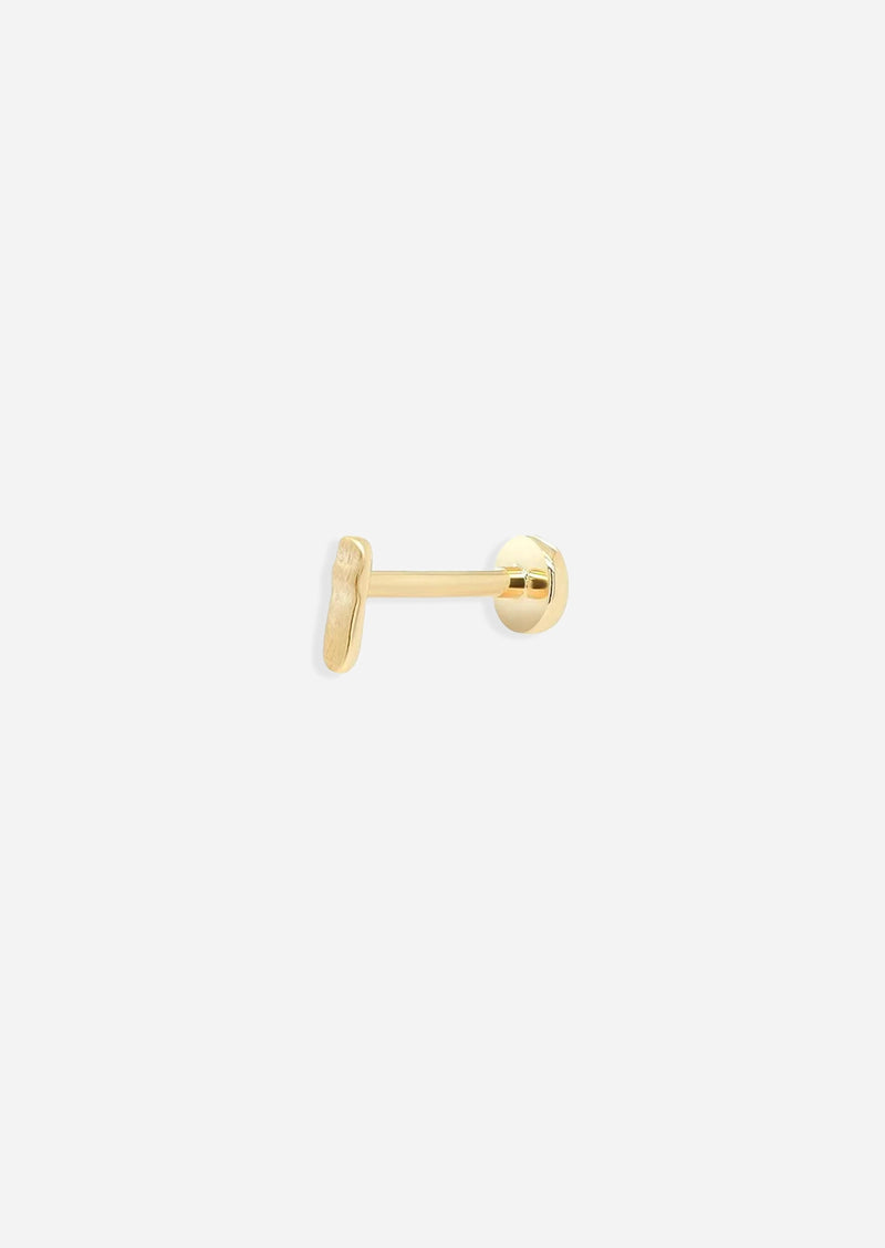 Ripple Gold Bar Threaded Flat Back Earring | Single