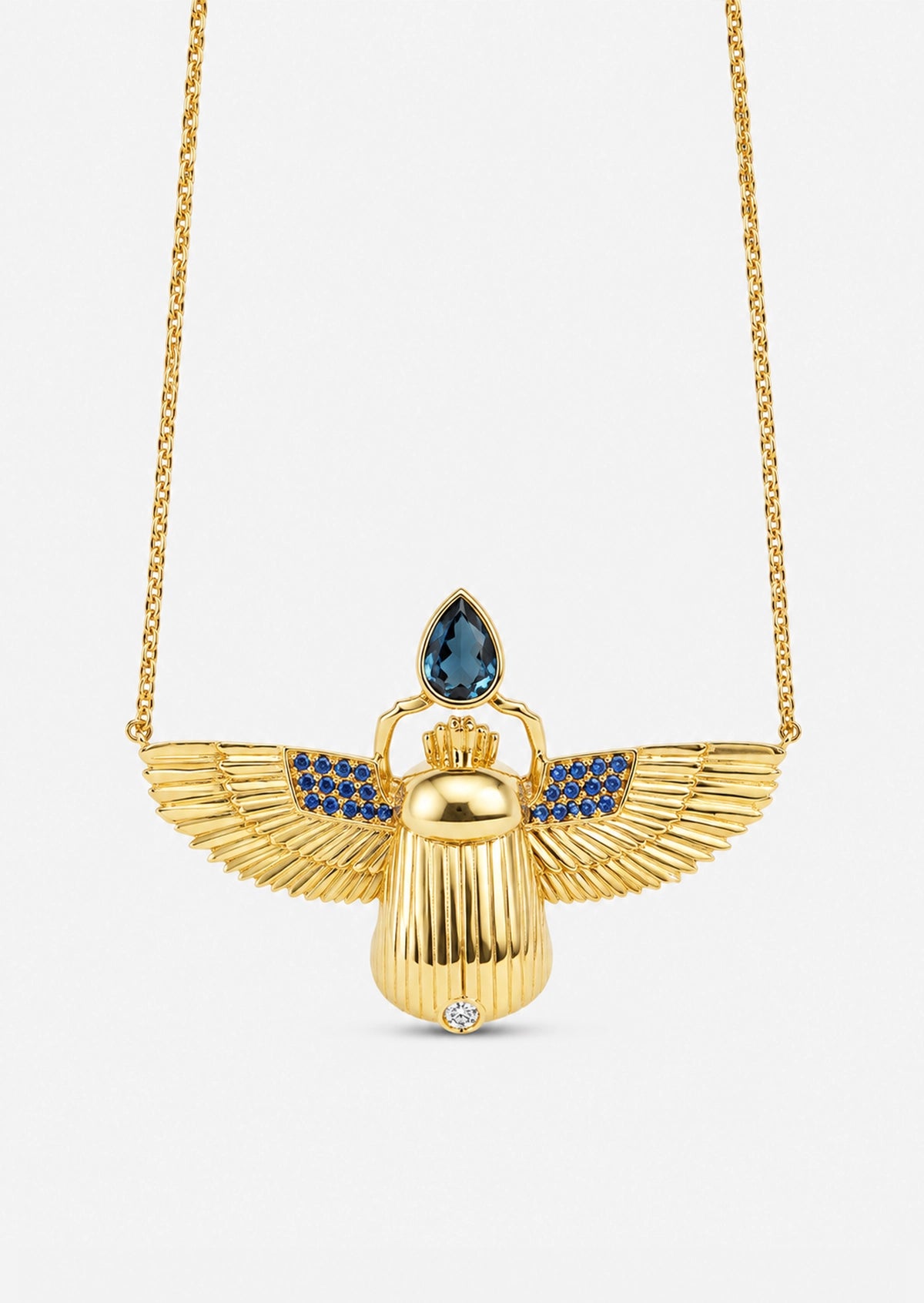 Scarab Necklace - Peridot + London Blue Topaz