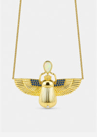 Scarab Necklace - London Blue Topaz + Opal