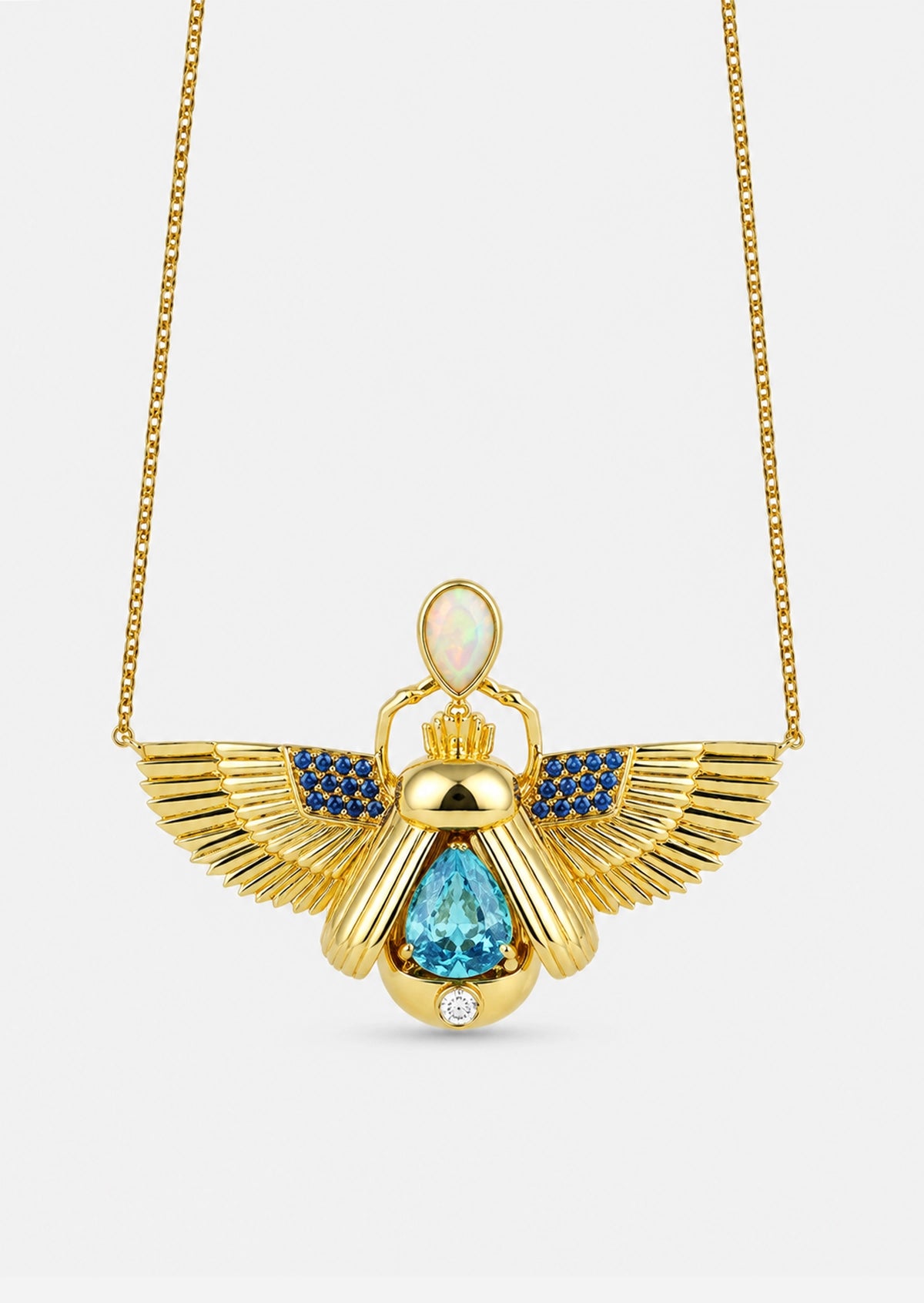 Scarab Necklace - London Blue Topaz + Opal