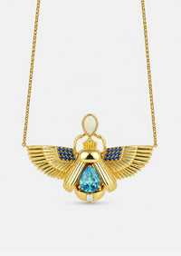 Scarab Necklace - London Blue Topaz + Opal