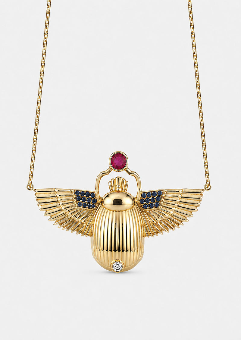 Scarab Necklace - Rainbow Moonstone + Madagascar Ruby – Porter Lyons