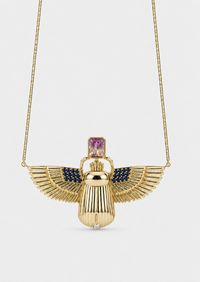 Scarab Necklace - Citrine + Watermelon Tourmaline