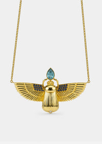 Scarab Necklace - Zambian Emerald + Apatite