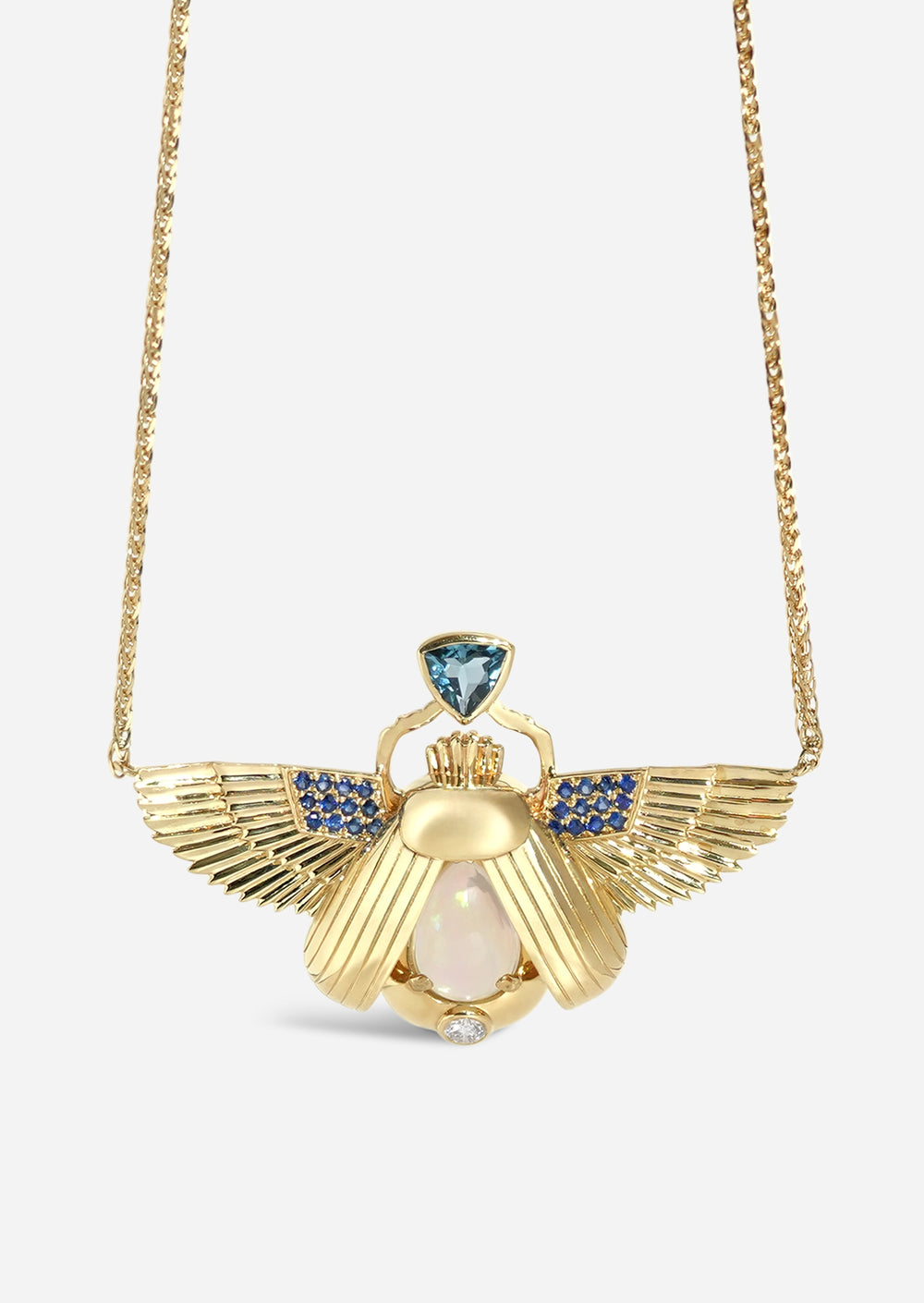 Scarab Necklace - Ethiopian Opal + London Blue Topaz