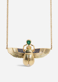 Scarab Necklace - Sphene + Columbian Emerald