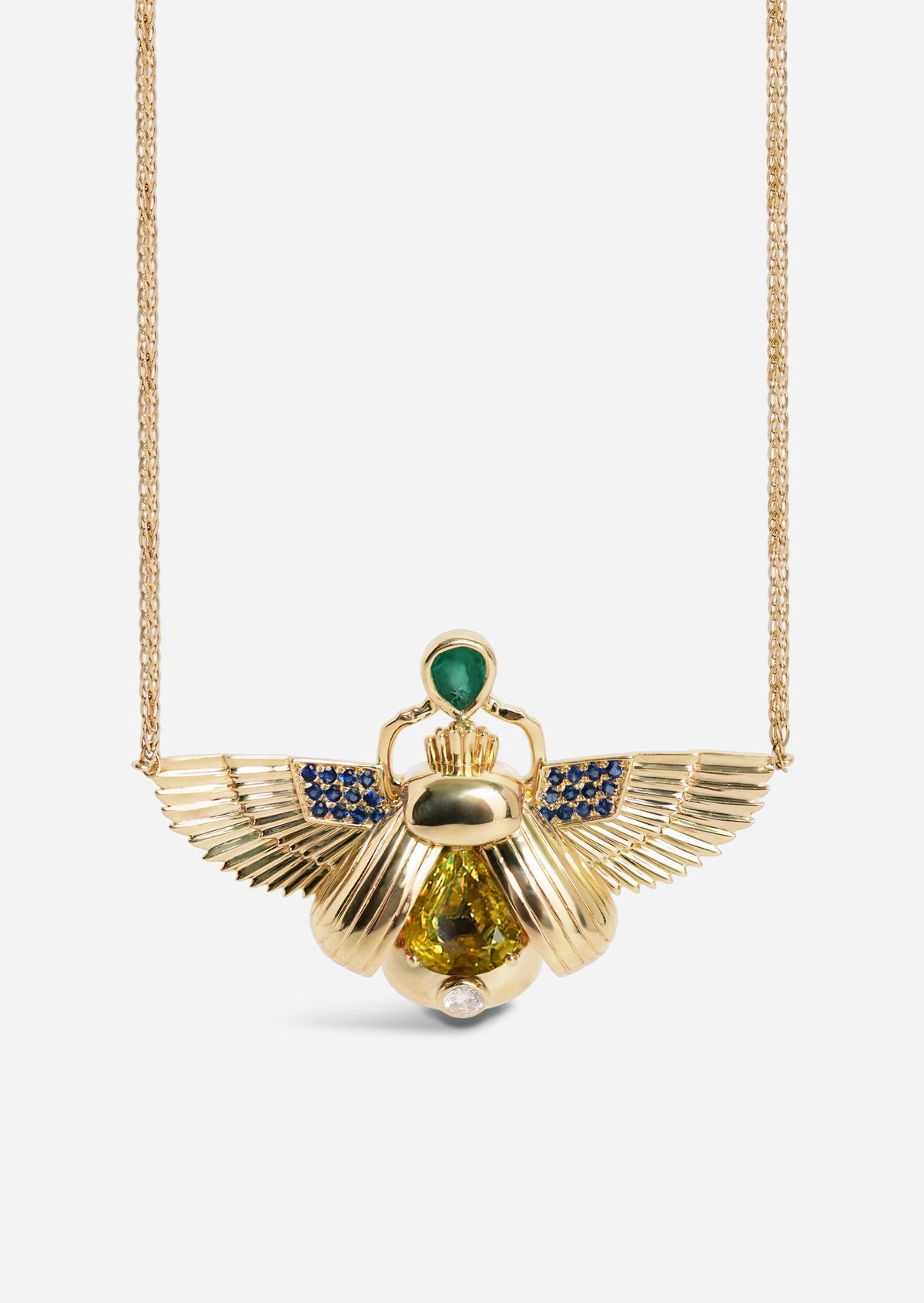Scarab Necklace - Sphene + Columbian Emerald