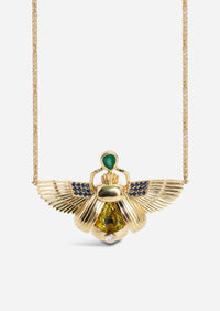 Scarab Necklace - Sphene + Columbian Emerald