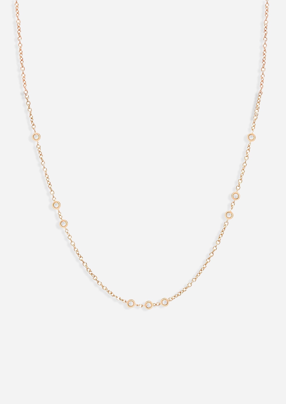 Scattered Bezel Set Diamond Necklace