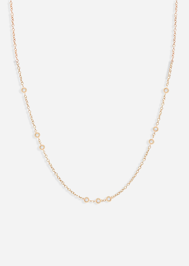 Scattered Bezel Set Diamond Necklace