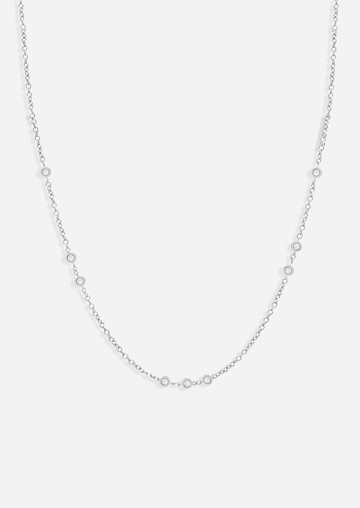Scattered Bezel Set Diamond Necklace
