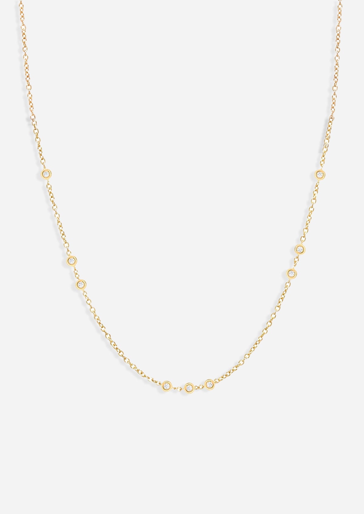 Scattered Bezel Set Diamond Necklace