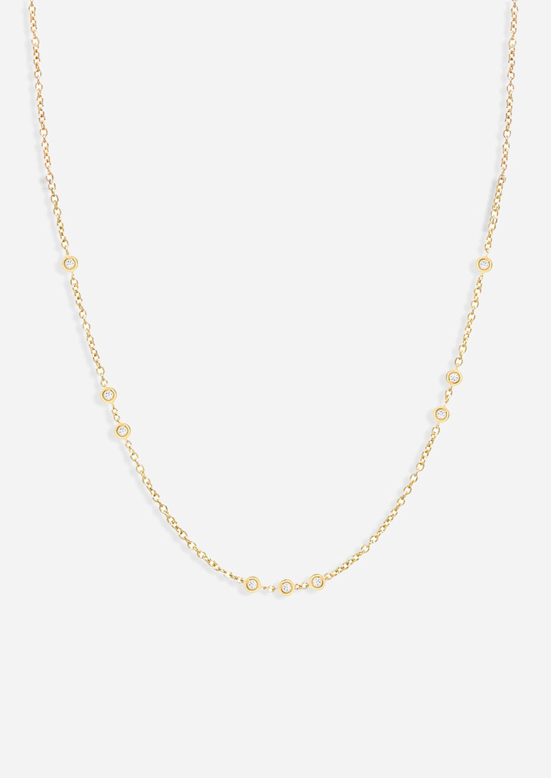 Scattered Bezel Set Diamond Necklace