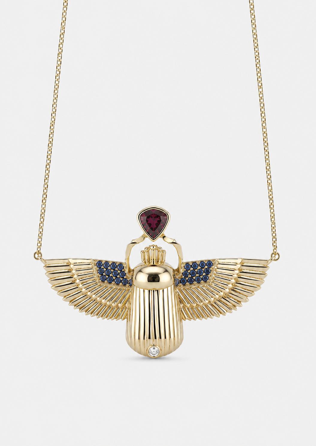 Scarab Necklace - Sphene + Raspberry Garnet