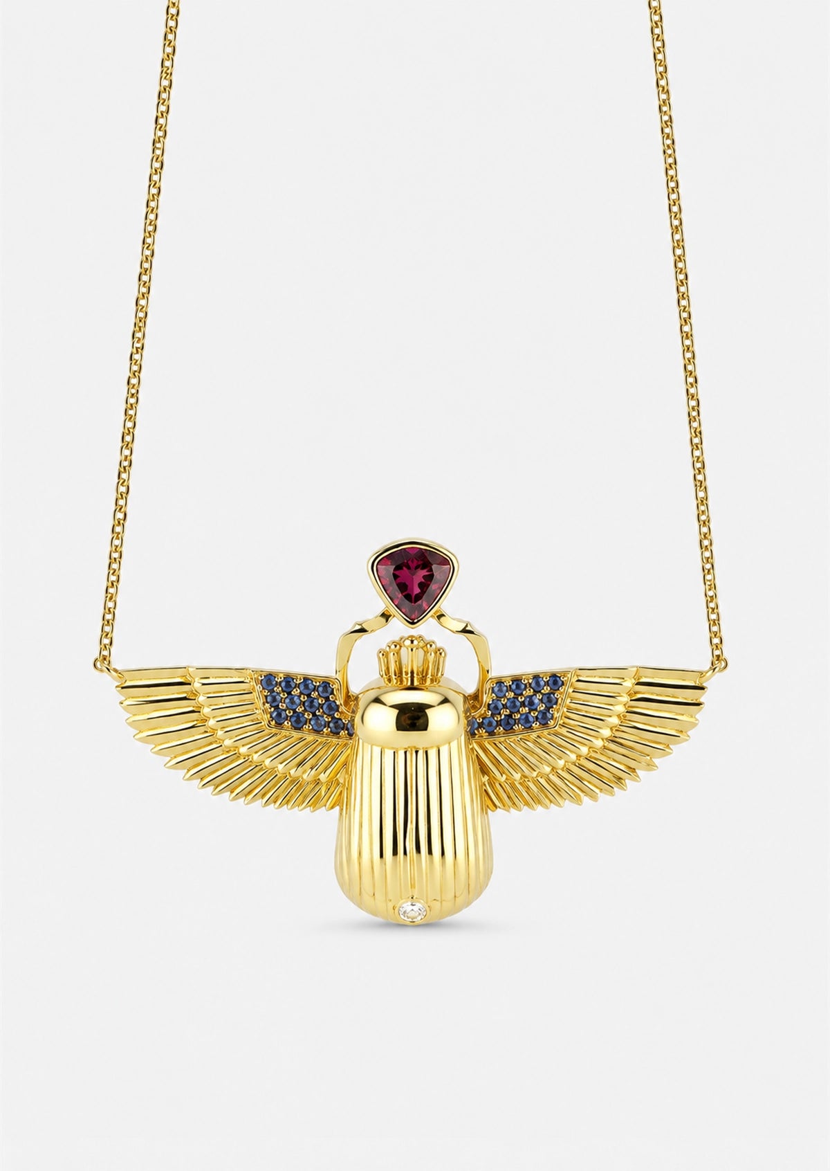 Scarab Necklace - Sphene + Raspberry Garnet