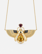 Scarab Necklace - Sphene + Raspberry Garnet