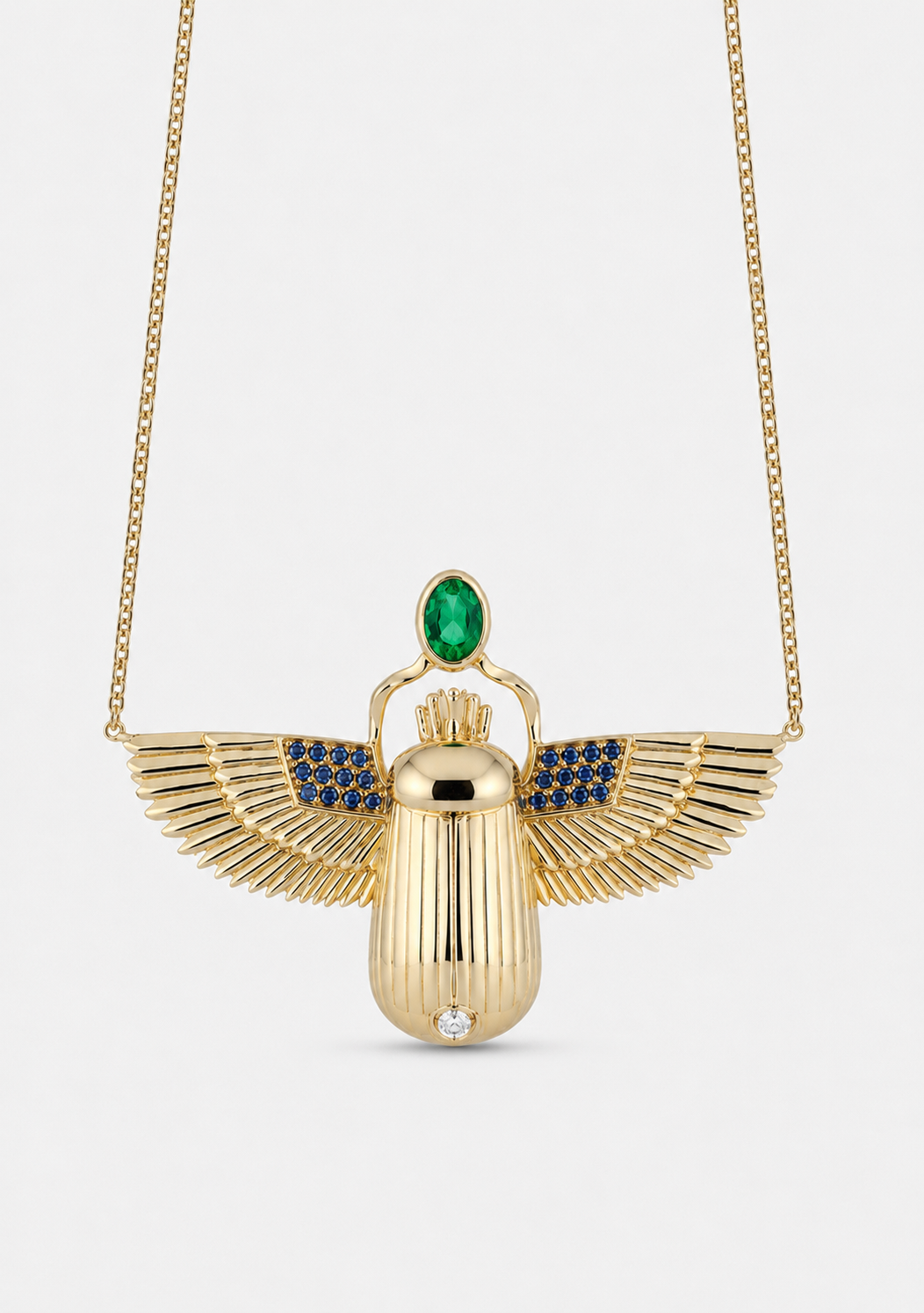 Scarab Necklace - Tanzanite + Columbian Emerald
