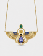 Scarab Necklace - Tanzanite + Columbian Emerald