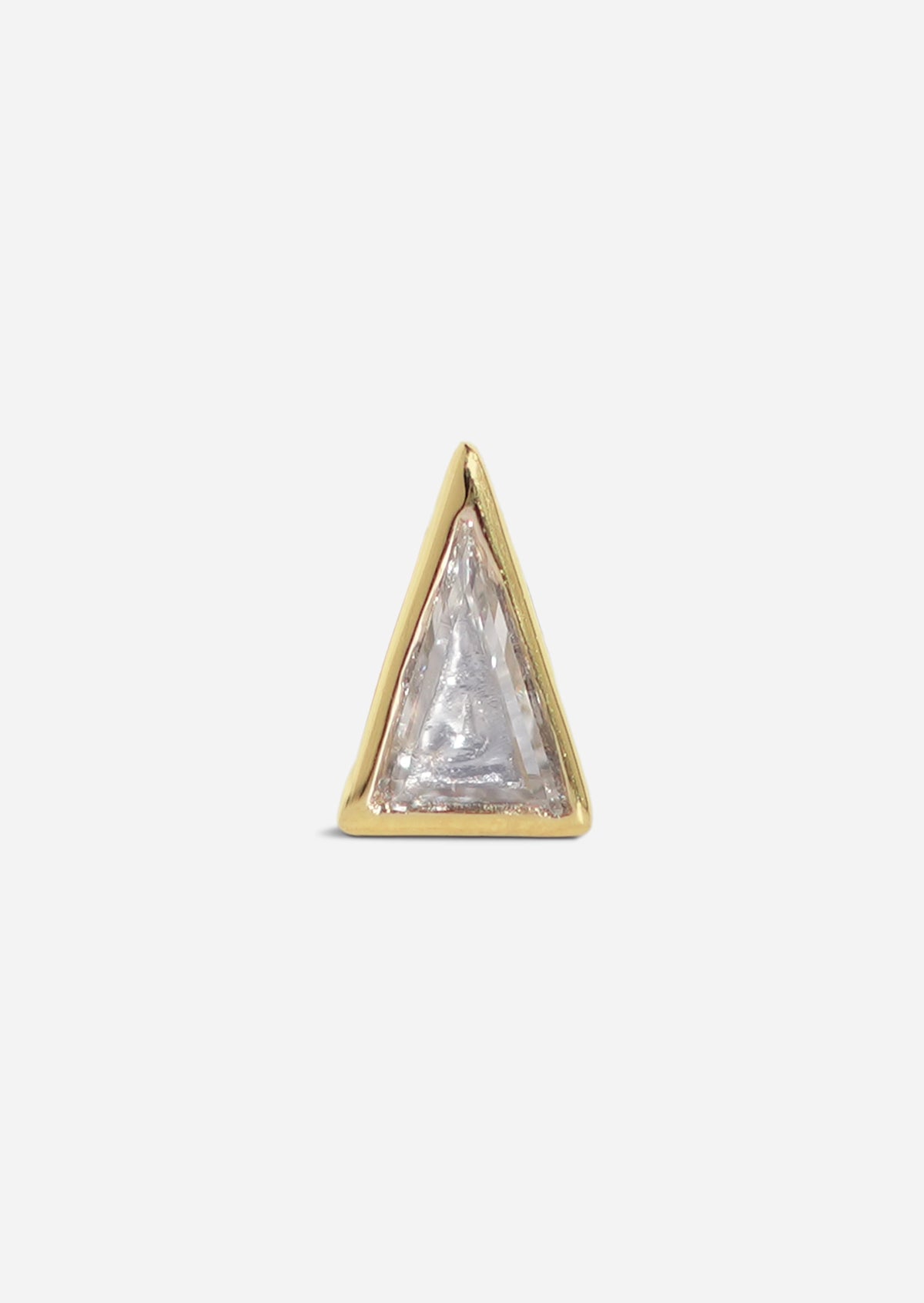 Diamond Triangle Slice Threaded Flat Back Earring | Single