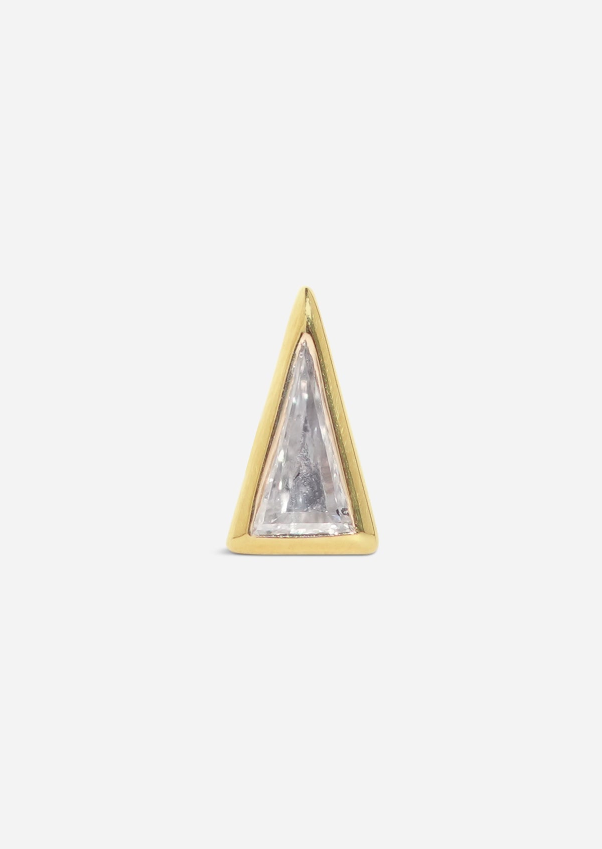 Diamond Triangle Slice Threaded Flat Back Earring | Single