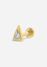 Diamond Triangle Slice Threaded Flat Back Earring | Single