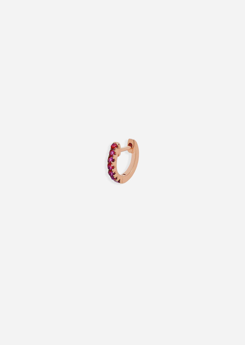 Small Ruby Huggie Hoop | Single