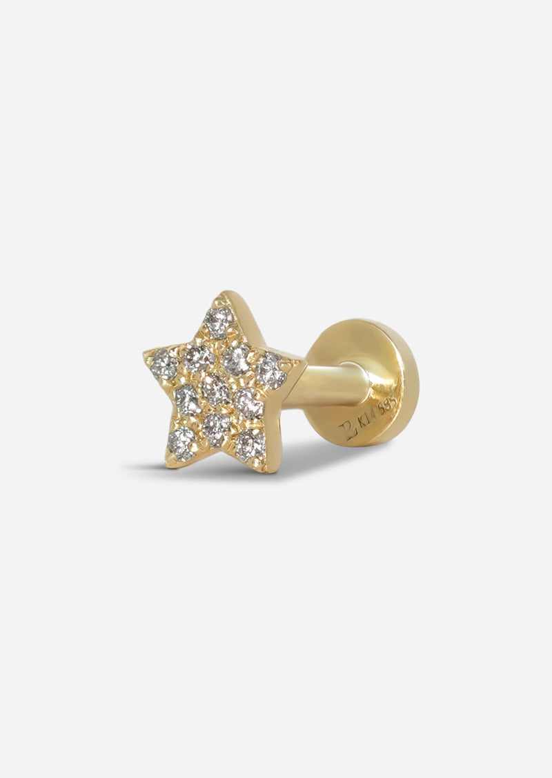 Star Threaded Flat Back Earring | Single