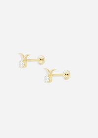 Taurus Threaded Flat Back Earring