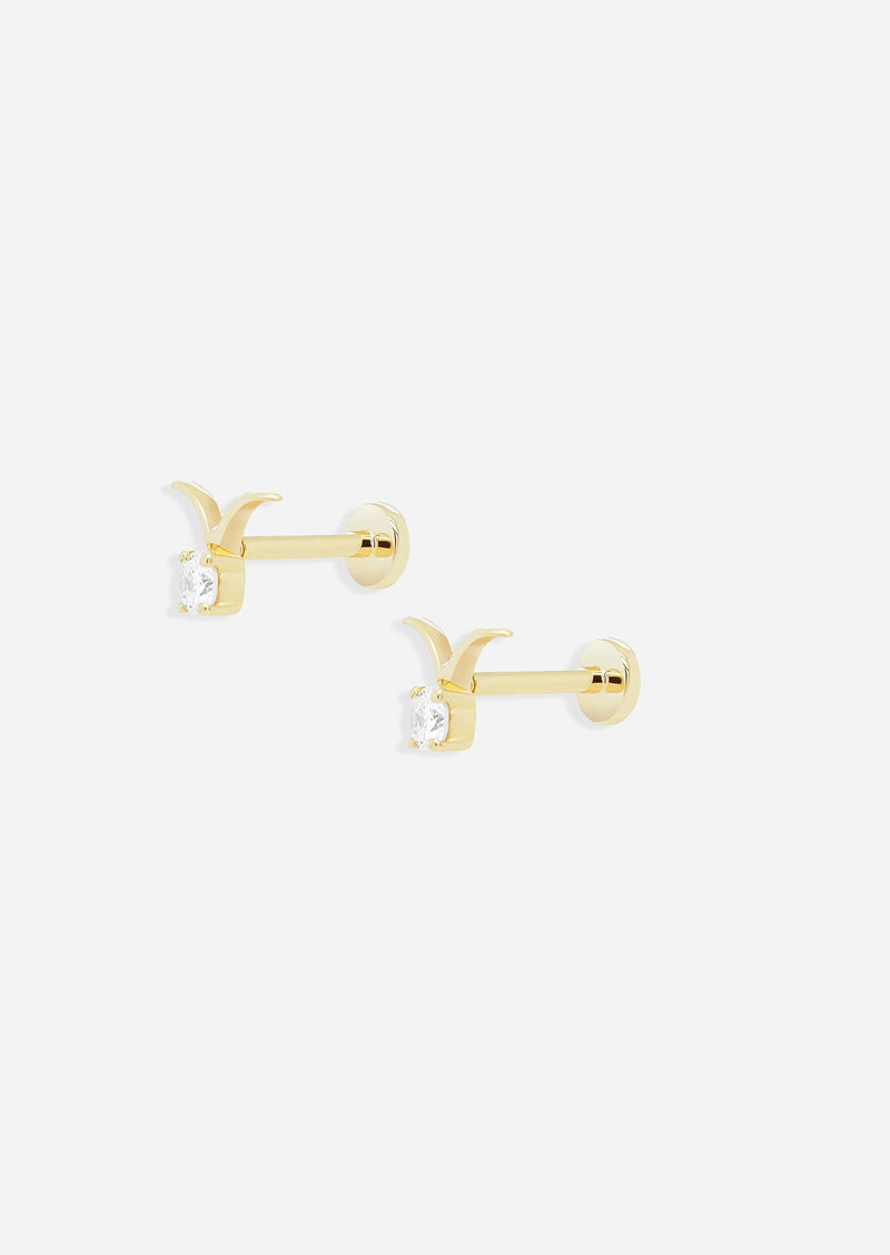 Taurus Threaded Flat Back Earring