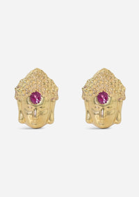 Third Eye Buddha Threaded Flat Back Earring | Single