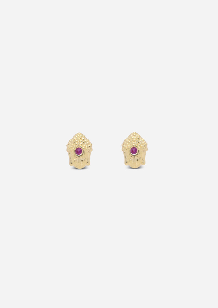 Third Eye Buddha Threaded Flat Back Earring | Single