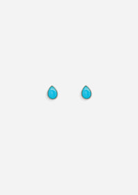 Ankh Inlay Threaded Flat Back Earring - Turquoise | Single