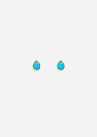 Ankh Inlay Threaded Flat Back Earring - Turquoise | Single