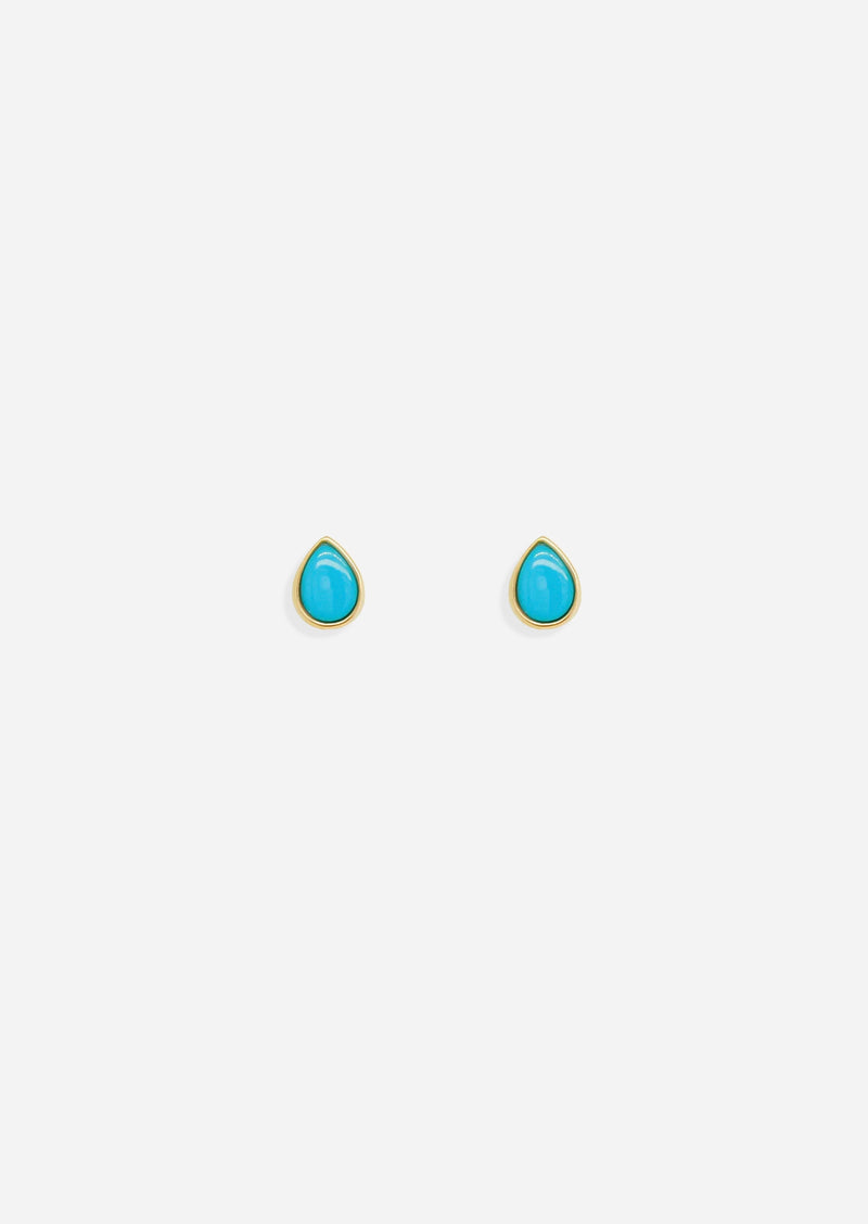 Ankh Inlay Threaded Flat Back Earring - Turquoise | Single