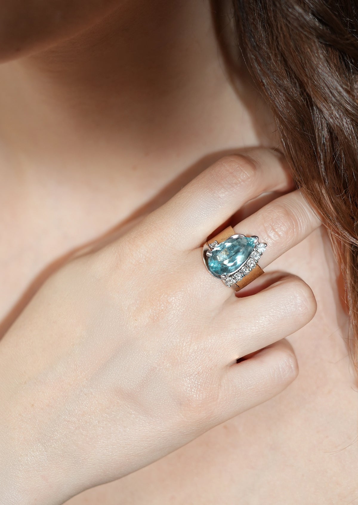 Aquamarine Pear Ring